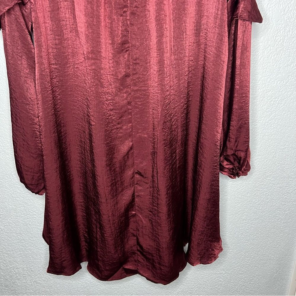 NEW Umgee Satin & Lace Long Sleeve Short Burgundy Holiday Party Dress Sz M - Picture 7 of 11
